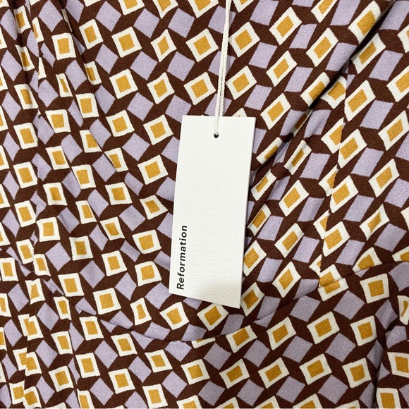 Reformation Hilda Midi Long Sleeve Dress Plaza Print Size 8 NWT - Picture 5 of 16